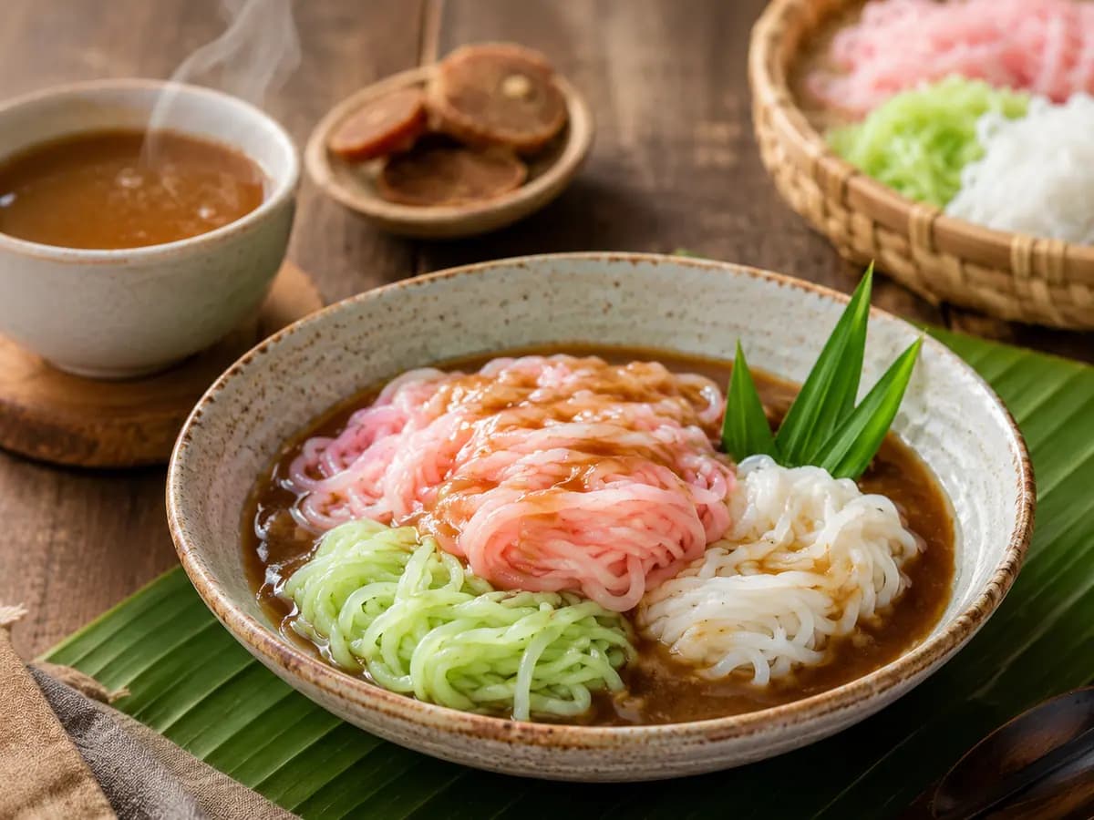 Resep Putu Mayang Kenyal dengan Kuah Kinca Manis