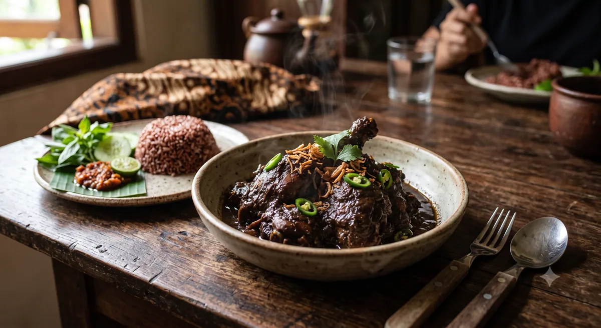 Kluwek matang sebagai sumber warna hitam pada bebek bumbu hitam