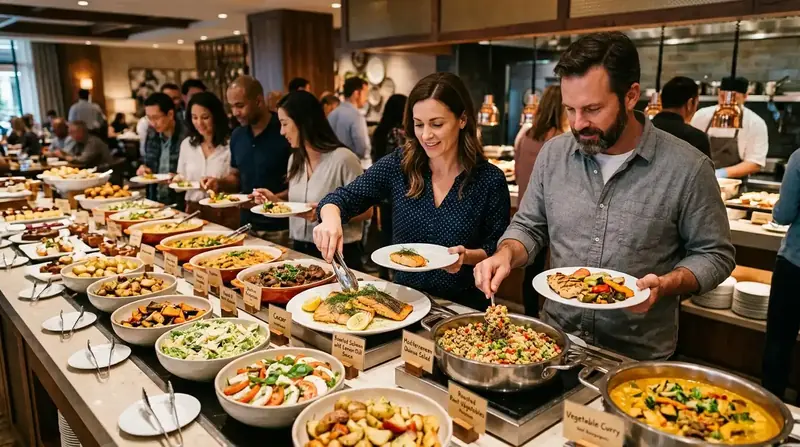 proses memilih menu di restoran buffet allyoucan eat