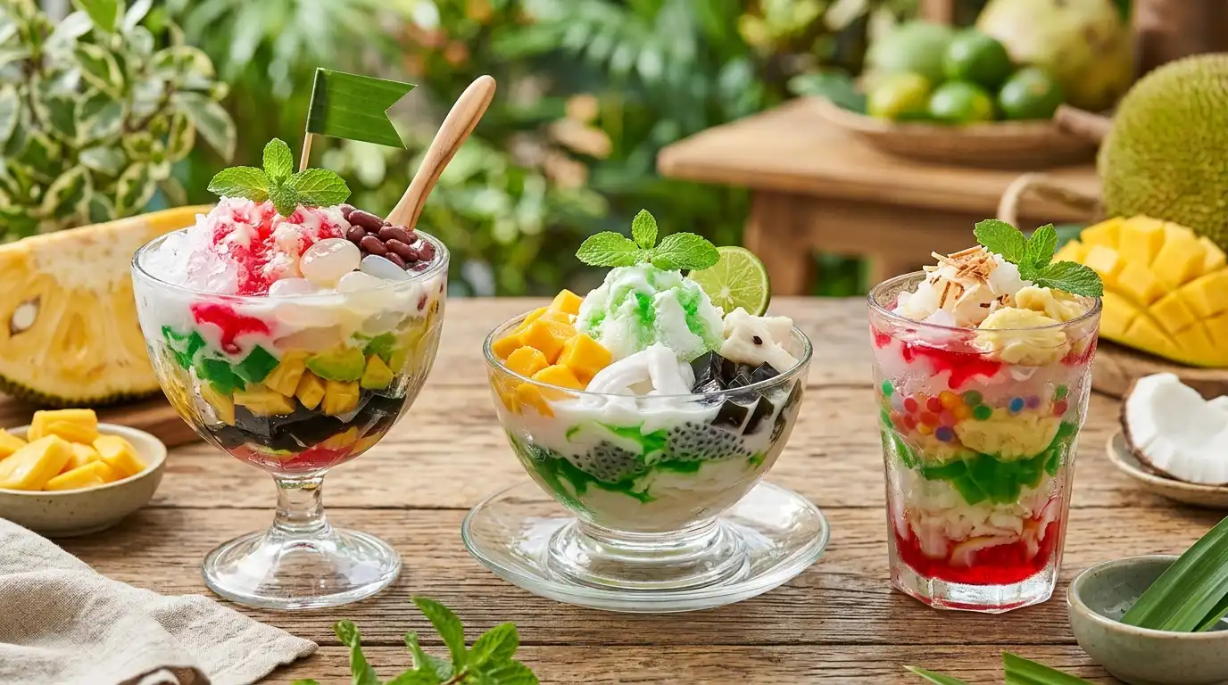 berbagai pilihan es campur dengan topping beragam