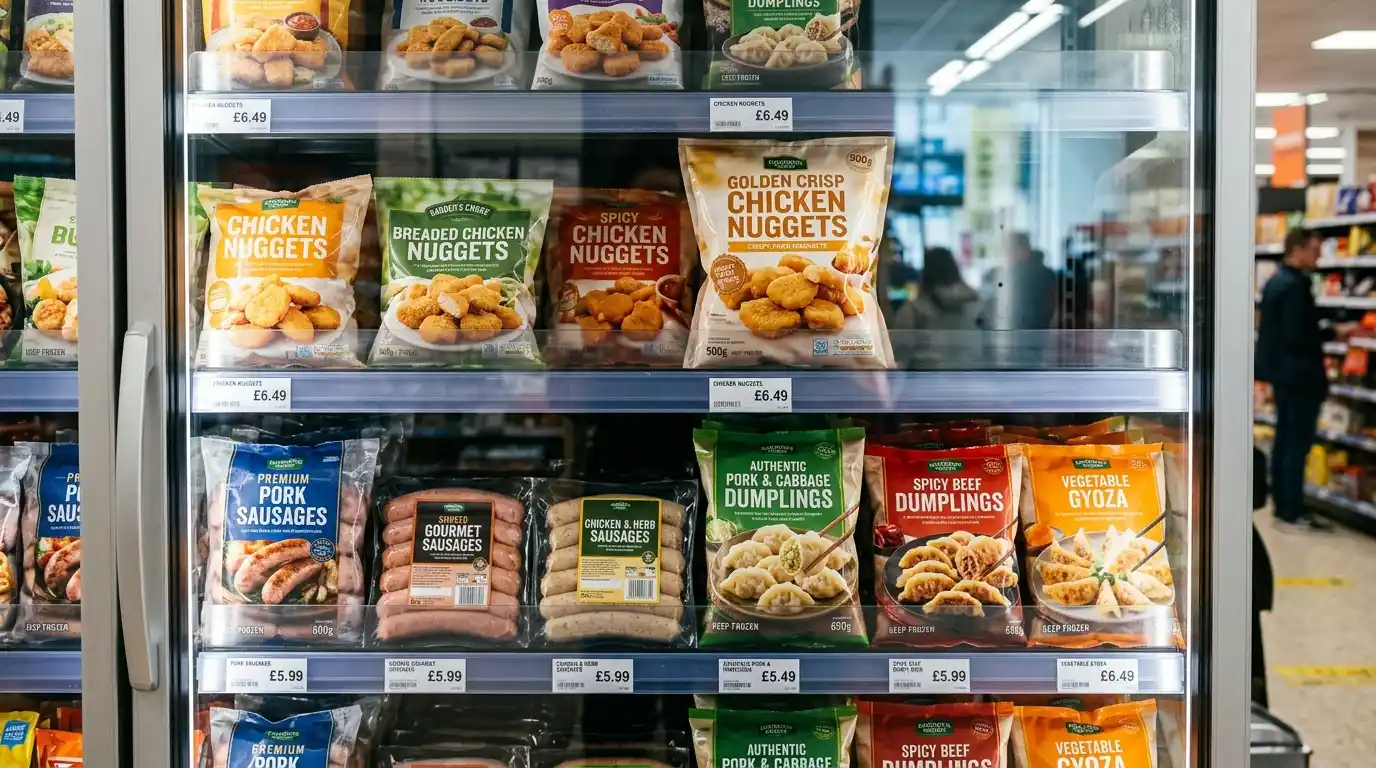 tren frozenfood modern dengan kemasan minimalis dan label organic