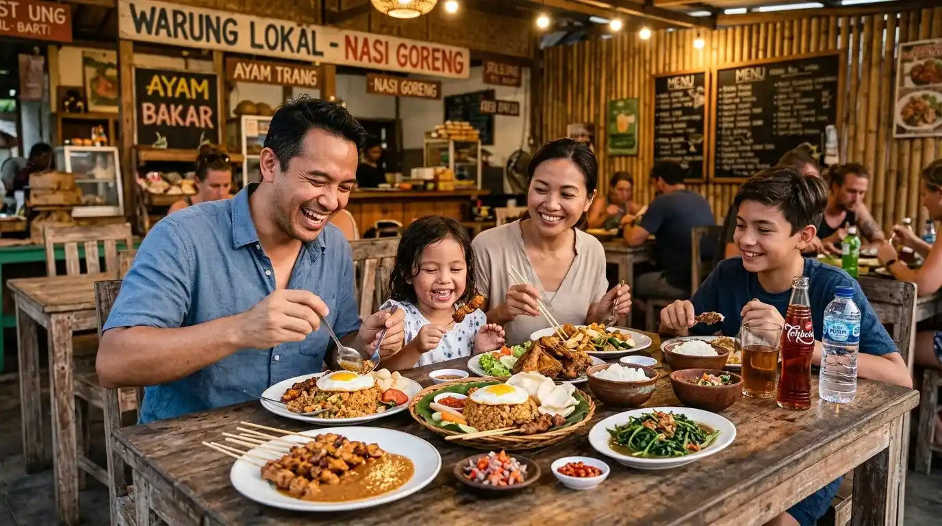 pengalaman makan santai bersama keluarga di warung terdekat