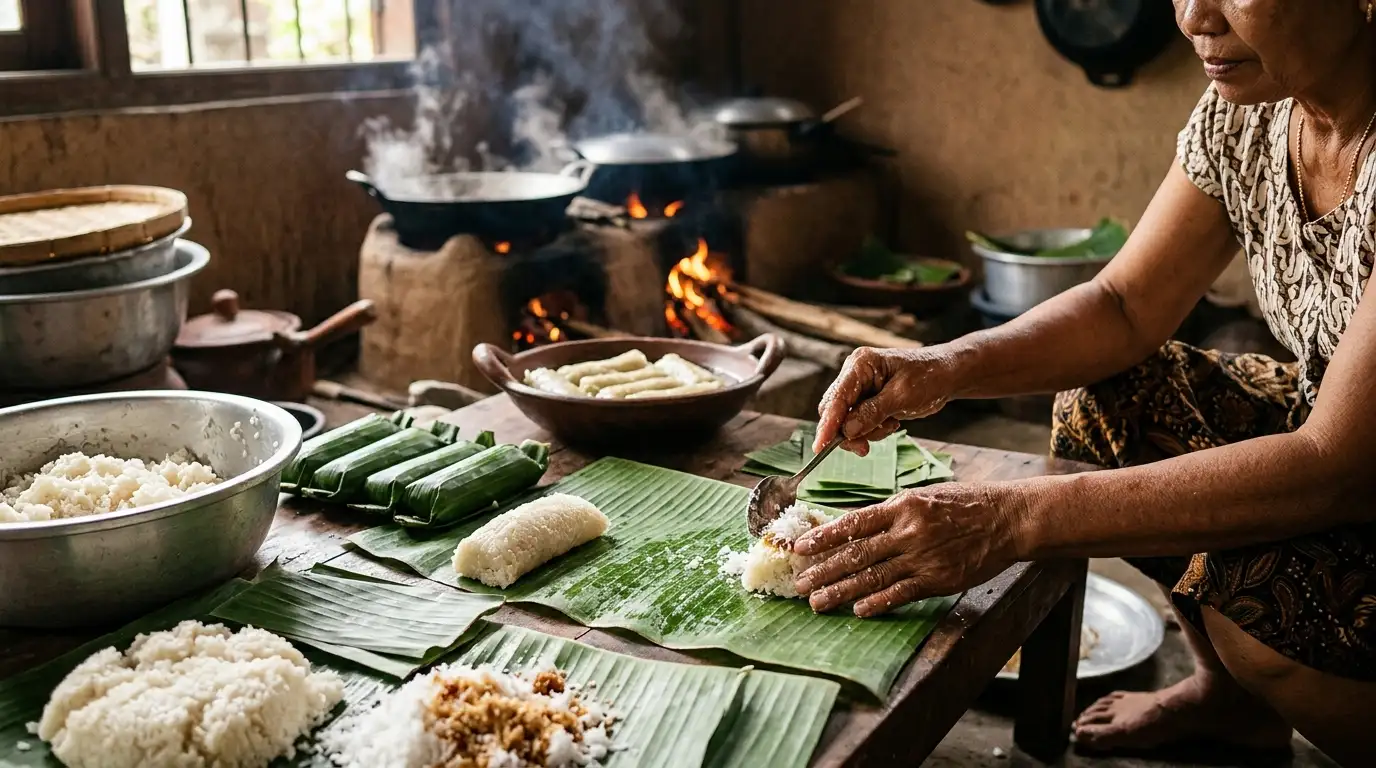 proses pembuatan makanan tradisional dengan tangan