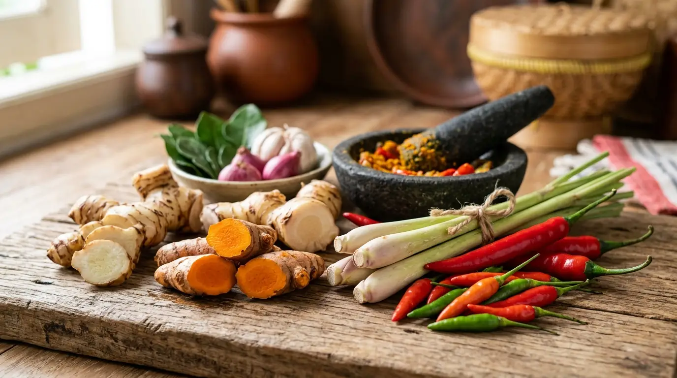 rempah-rempah segar untuk makanan tradisional