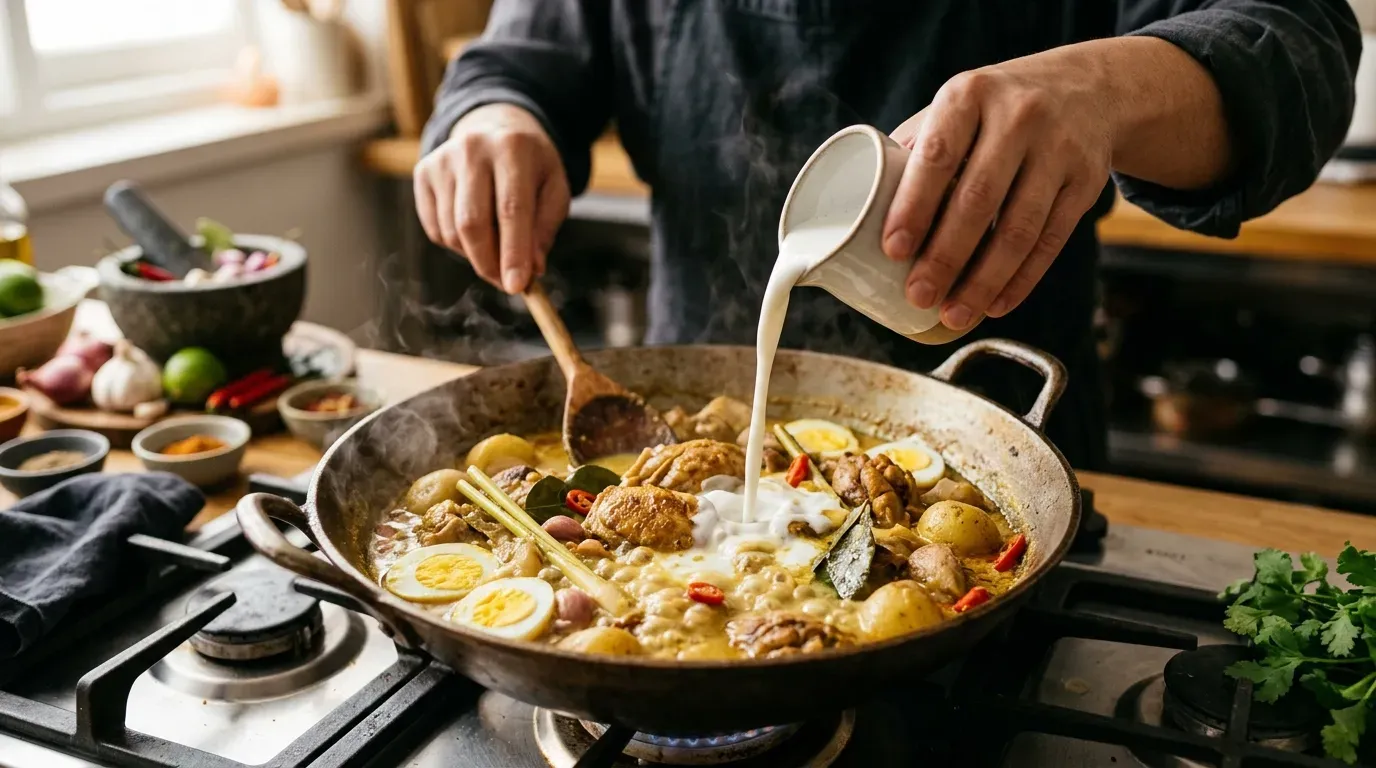 proses meracik bumbu untuk resep opor ayam tradisional