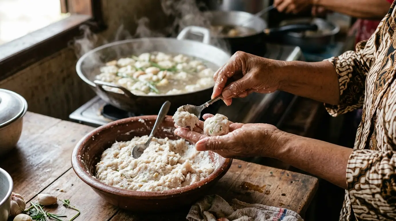 Mangkuk tekwan yang penuh dengan nutrisi dan bahan sehat