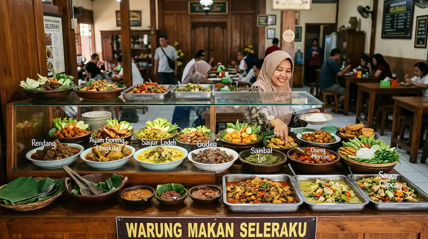 Pemilihan warung makan dengan menu yang variatif dan menarik