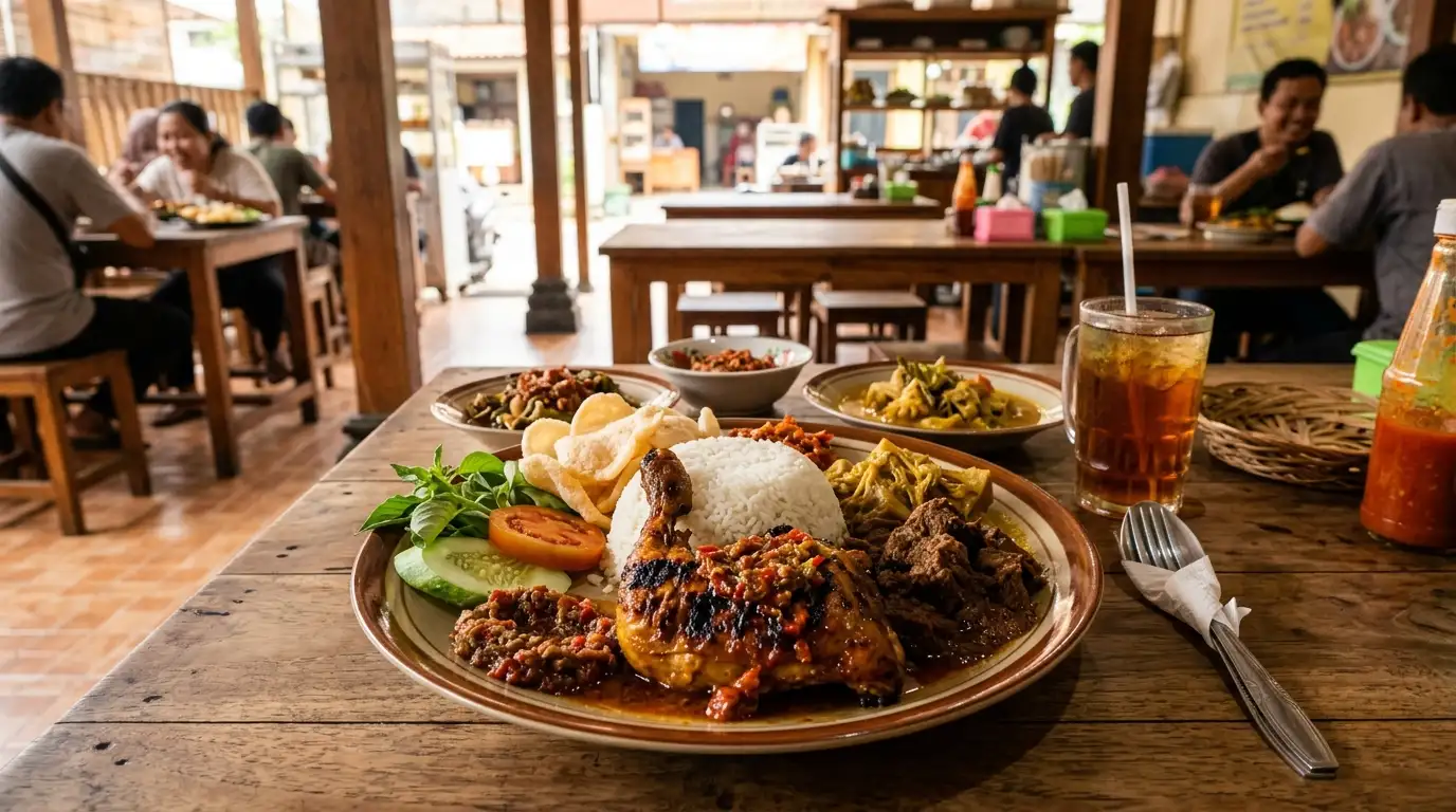 Warung makan menyajikan menu porsi besar dengan harga terjangkau