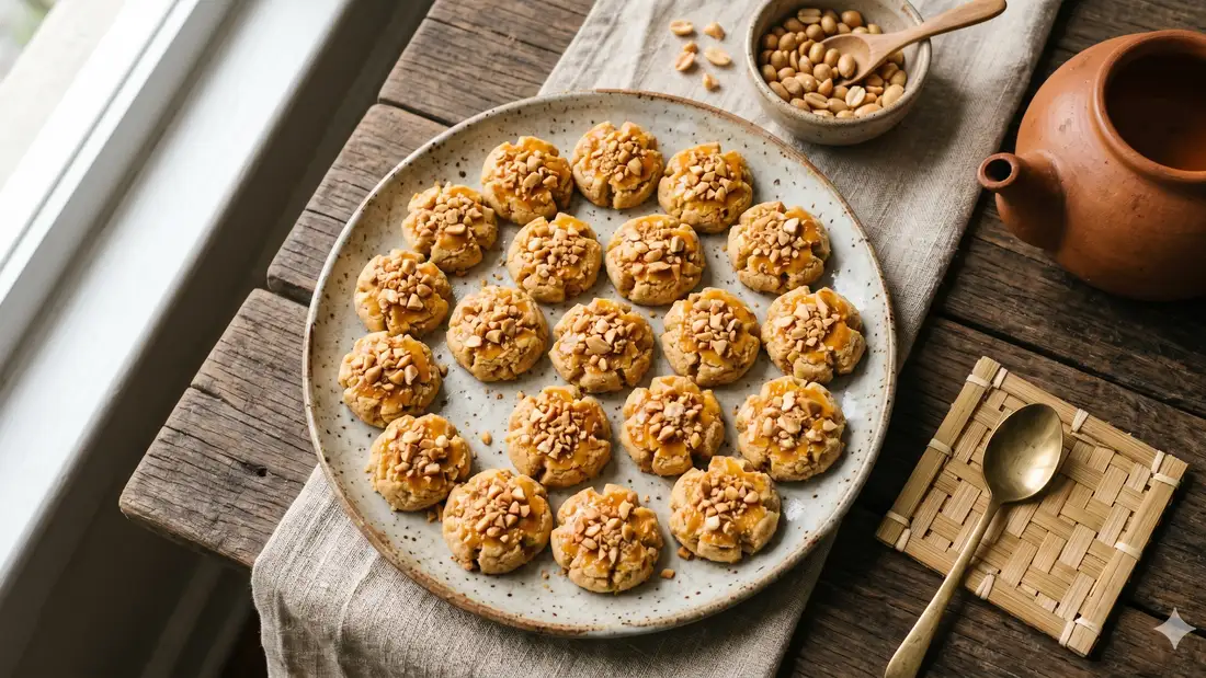 Kue kacang dalam toples kaca