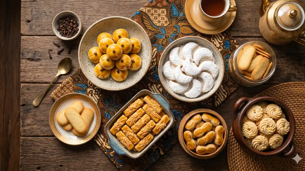 Kue nastar lebaran dengan isian selai nanas dalam toples