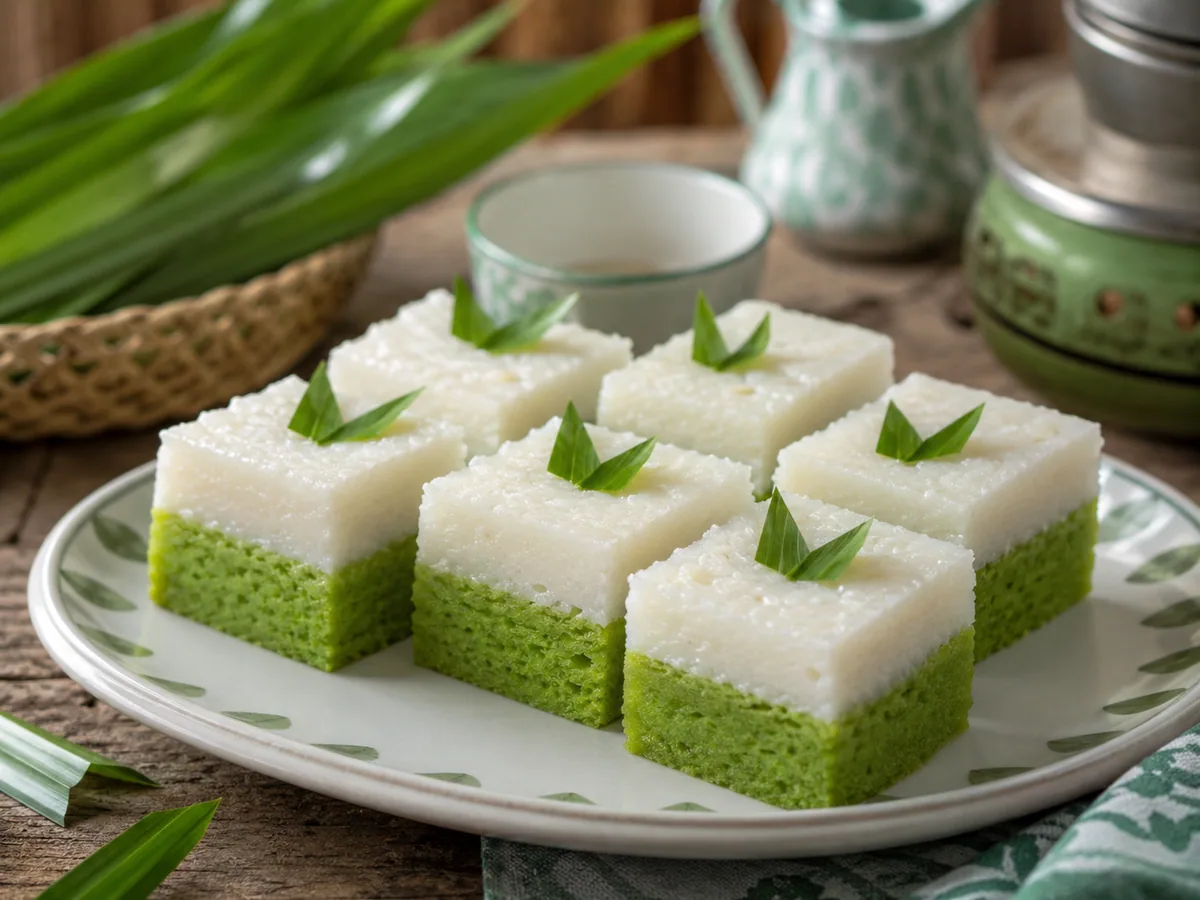 Kue nona manis disajikan dingin di piring saji untuk acara arisan