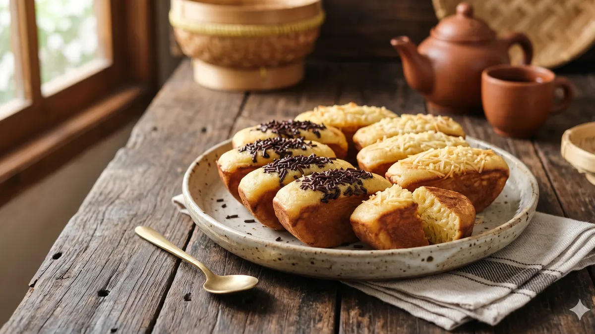 proses memanggang kue pukis di cetakan