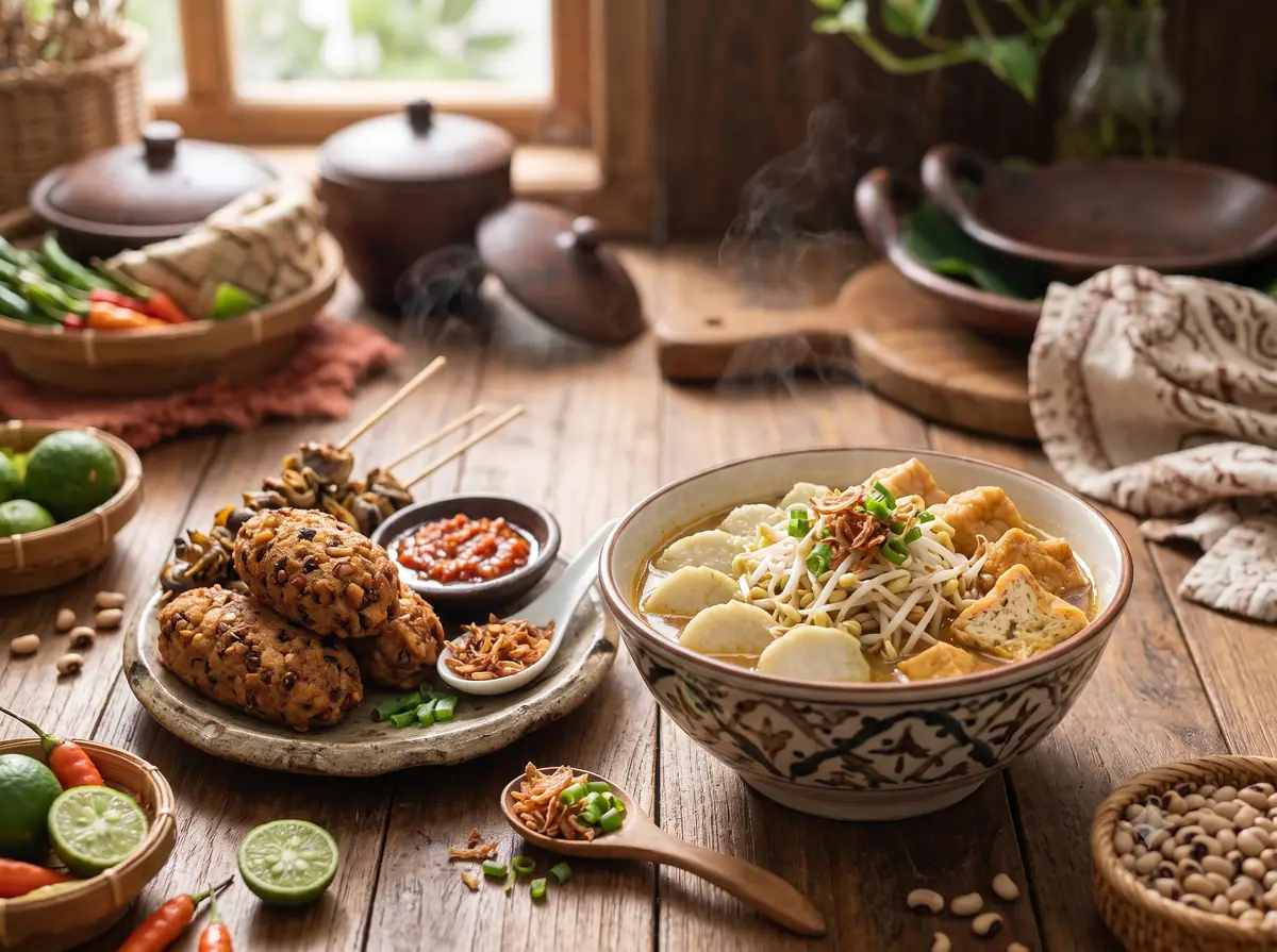 Lentho perkedel kacang tolo digoreng renyah keemasan untuk pelengkap lontong balap