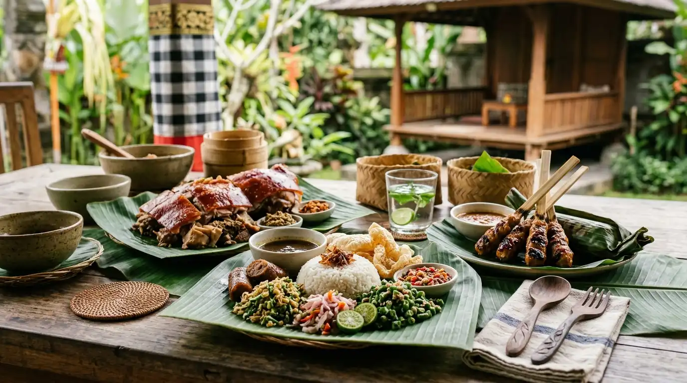 babi guling makanan khas Bali dengan kulit garing keemasan