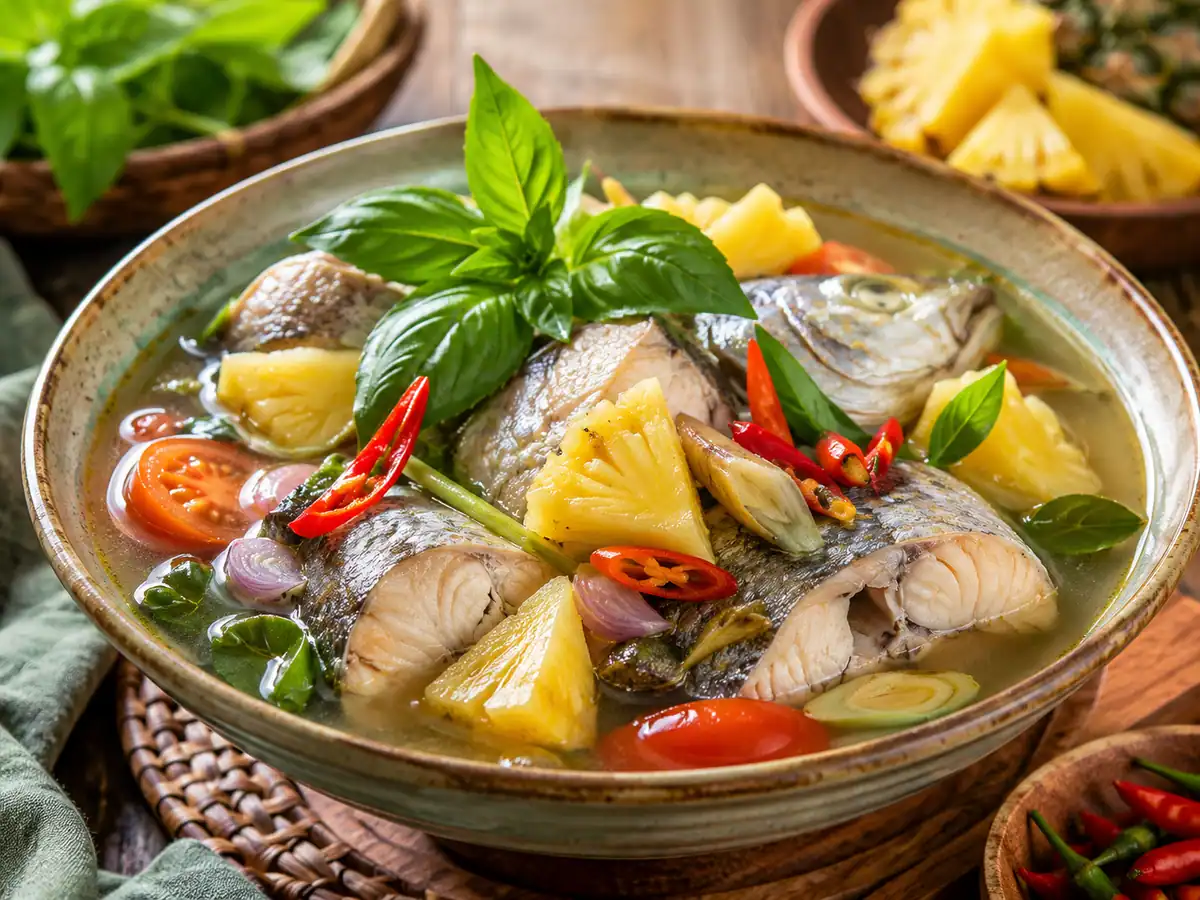 Pindang ikan Lampung berkuah bening dengan nanas dan kemangi