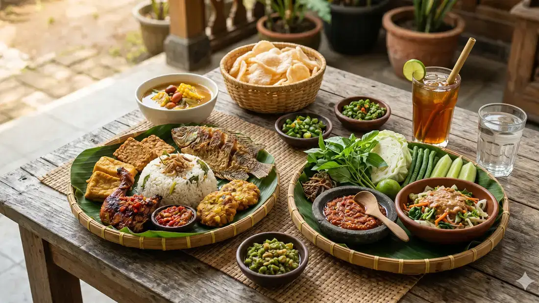 Sambal terasi dan lalapan segar khas Sunda yang menggugah selera