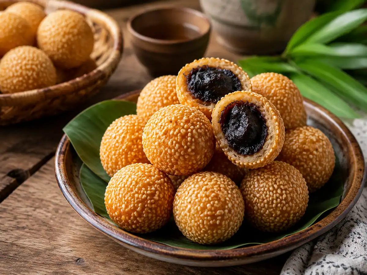 Onde-onde wijen digoreng dalam minyak banyak hingga mengapung dan berwarna keemasan