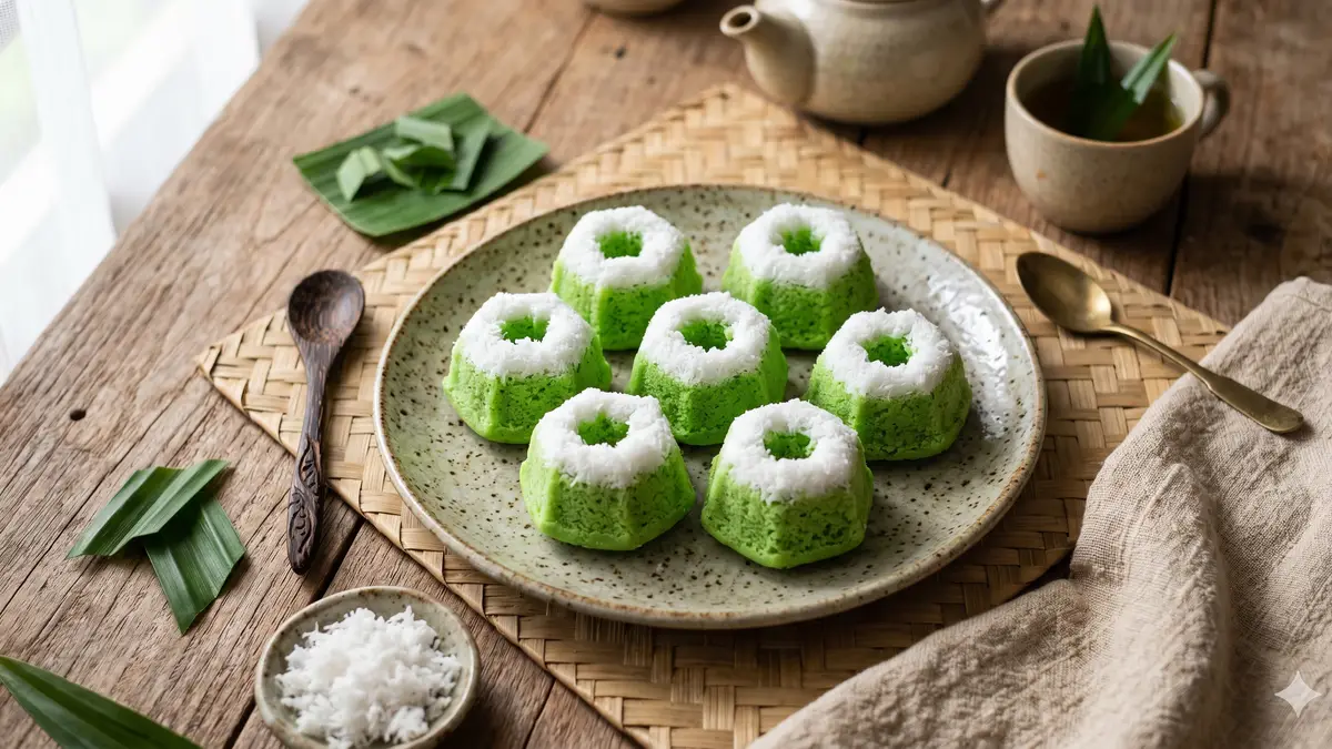 Putu ayu dengan taburan kelapa parut