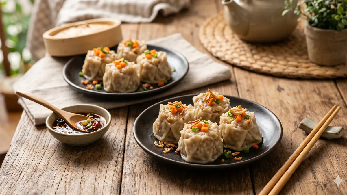 Dimsum ayam kukus siap disajikan