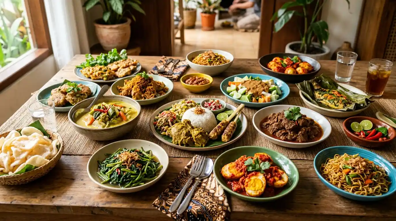Berbagai bahan masakan segar untuk menu harian yang bervariasi