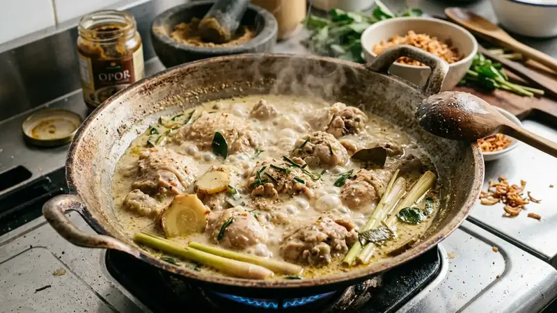 nasi uduk betawi gurih dengan lauk pendamping